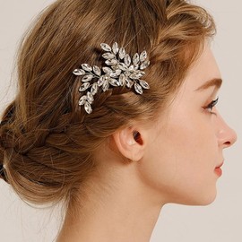 Octwine Bride Wedding Rhinestone Hair Piece Silver Gold Hair Clip Rhinestone Crystal Hair Comb Wedding Party Prom Hair Headpiece Bridal Hair Accessories for Women (Silver)