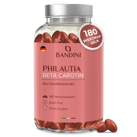 Bandini Beta Carotene 180 Softgels for 90 Days, Beta-Carotene Tanning Capsules Made of Natural Carrot Extract, Vitamin A High Dose for a Radiant Complexion, Vision, Skin & Immune System