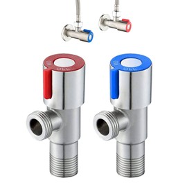 Set of 2 angle valves, 1/2 inch, self-sealing, angle valve, 1/2 inch wall connection, angle valve made of stainless steel, 1/2 inch hose connection, angle valve sink for cold, hot water, drinking