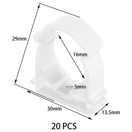 20 PCS White Plastic Water Pipe Clamps,Snap-On Single Tube Clips (16mm Inner Diameter)