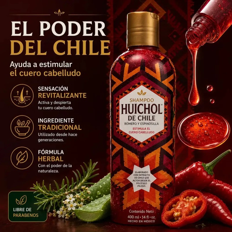 Shampoo Huichol De Chile, Romero Y Espinosilla 400 Ml