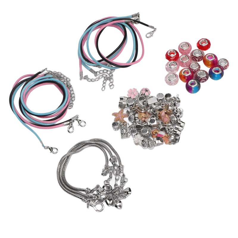Charm Bracelet Making Kit Basic Bracelets Colored Beads Pendants Jewelry