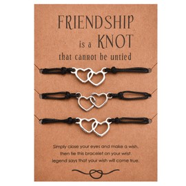 Friendship Bracelet for Girls - Best Friend Bracelet Friendship Gifts for 3 Girls, Double Heart Infinite Friendship Bracelets Gifts for Women | Bff Friendship Bracelets for Birthday Christmas Gifts