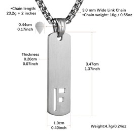 HZMAN Stainless Steel Mini Dog Tag Silver Initial Alphabet 26 Letters Script Name Pendant Chain Necklace from A-Z F - Silver