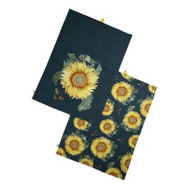 RHS Sunflower Set of 2 Tea Towels - Navy