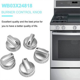5PCSStainless Steel Stove Knob WB03X24818 Compatible for GE Stove Knobs Replacements/General Electric Stove Parts