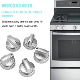 5PCSStainless Steel Stove Knob WB03X24818 Compatible for GE Stove Knobs Replacements/General Electric Stove Parts