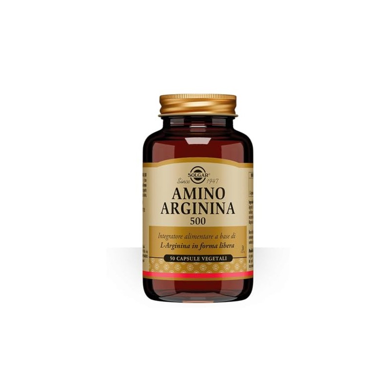 Solgar AMINO ARGININA 500, 50 capsule vegetali – L-Arginina –