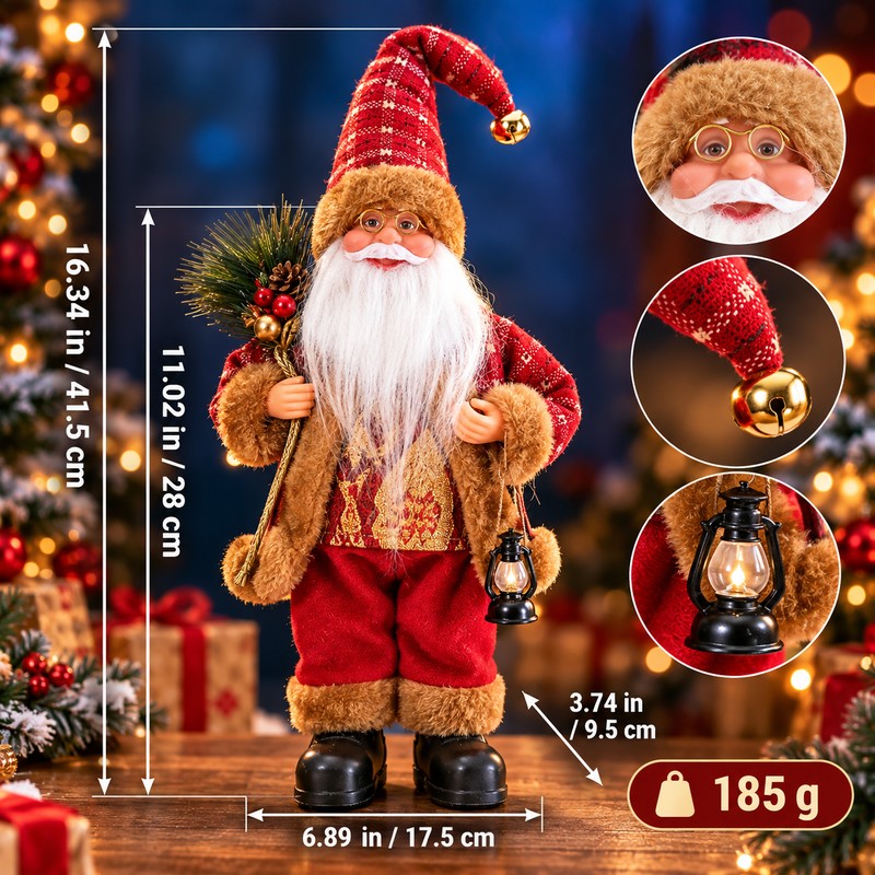 Santa Claus Plush Doll for Christmas Decor – 30cm Festive