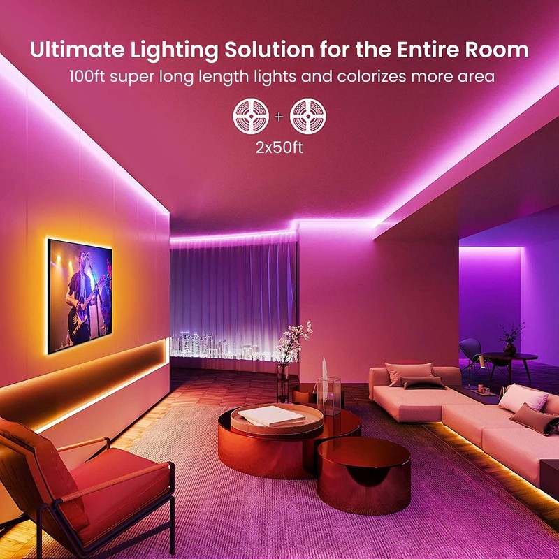 GUPUP LED Lights Strip 100 FT, LED Lights for Bedroom