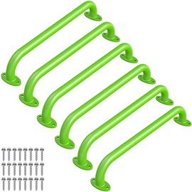 Dolibest 6 Pack 17 Inch Playground Handles, Metal Monkey Bars Indoor & Outdoor, Heavy Duty Ceiling Grab Bars & Wider Base for Climbing Frames, Treehouses, Swing Sets, Wall Ladders & Bunk Beds –Green