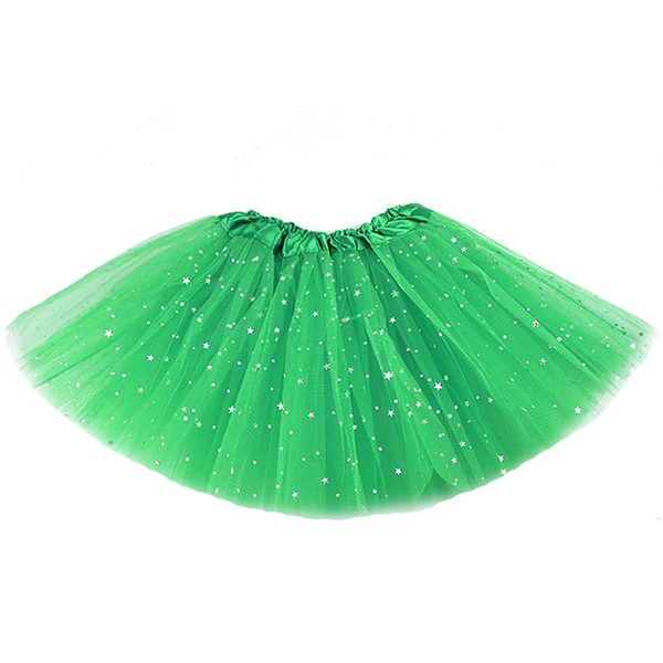 Victray Women Ballet Dance Skirts Sequin Tulle Tutu Skirts Sparkly Rave Tutus Party Costume (Green)