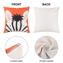 ADAKEL 4 Pack Animal Cushion Covers Childrens Cushions Cartoon Throw Pillow Covers Kids Pillow Case Cover for Bedroom Home Decor,18 x 18 Inch