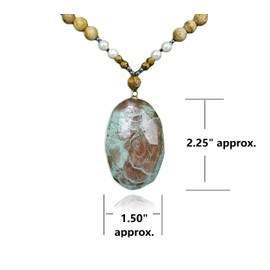 MGR MY GEMS ROCK! Genuine Stone Imperial & Picture Jasper Long Necklace with Pendant, 31" Long.