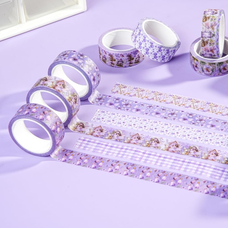 Fairy Washi Tape 12 Rolls Purple Decorative Tape Masking Tape