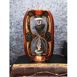 Ebros Gift Past Present and Future Chronos Time Warp Machine Steampunk Gearwork Clockwork Sand Timer with Black Sands Figurine Victorian Industrial Sci Fi Sandtimer Accent Decor