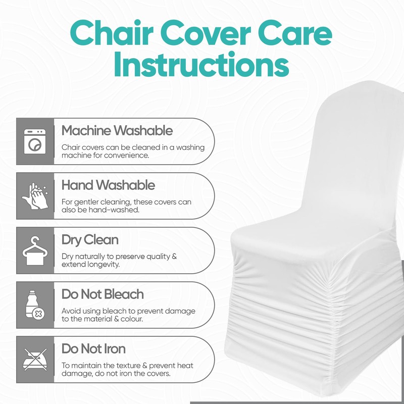 Ruched Swag Back Chair Cover White 160GSM Spandex Polyester, Stretchable