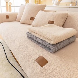 BohrenCL Sherpa Fleece Sofa Cover, Funny Fuzzy Universal Non Slip L Shape Couch Cushion Cover, Super Soft Washable Sofa Protector