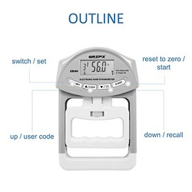 Dinamómetro de mano digital para medición de fuerza de agarre, captura automática, potencia de agarre electrónico de mano de 185 libras/90 kg