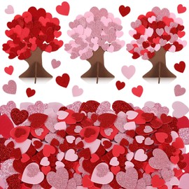 JarThenaAMCS 448Pcs Valentine’s Day Foam Craft Kit Tree Craft Set with Heart Stickers 3D DIY Crafts Standing Decorations for School Classroom Home Decor Gift Exchange Party Favor