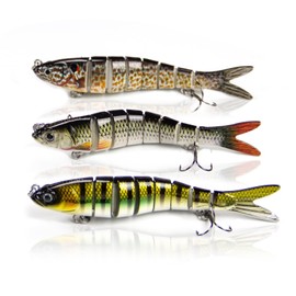 Bass Fishing Lures Kit for Freshwater (3pcs), Trout Fishing Bait, Saltwater Multi Jointed Swimbait for Trout Crankbaits Bass Fishing (Hook Size:#8)