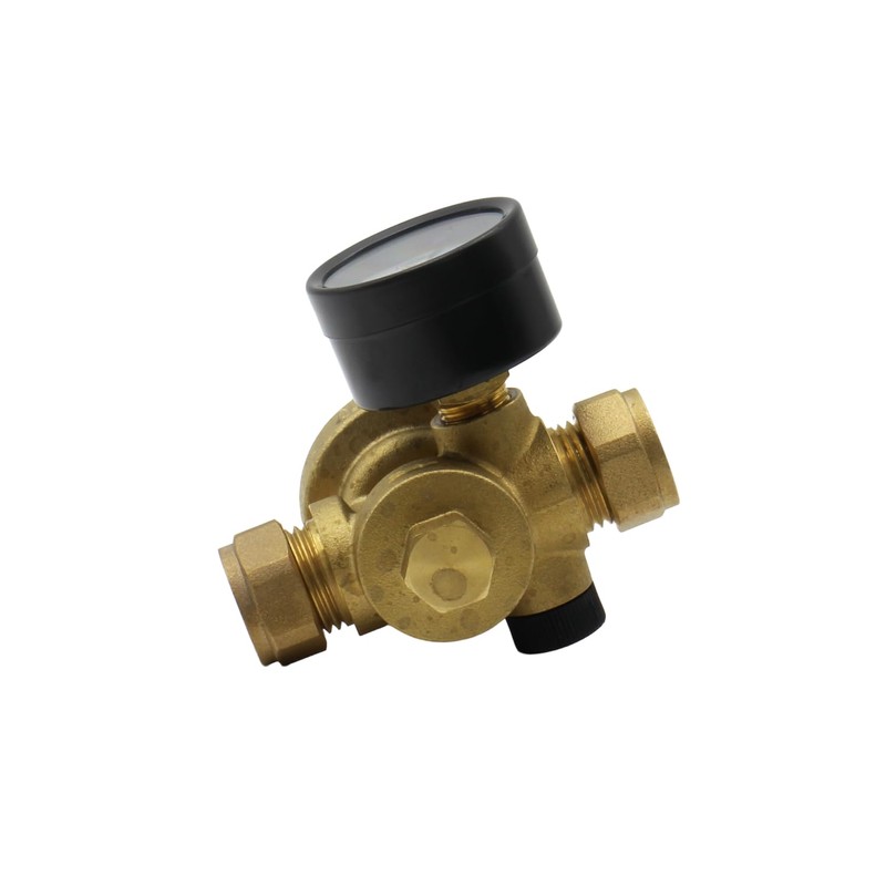 Inta PRVG15 Pressure Reducing Valve with Gauge, 15mm Brass, Water