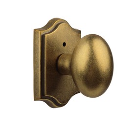 SNBTLA Antique Brass Finish Privacy Door Knob Interior, Vintage Style Zinc Alloy Oval Door Handle with Lock for Bathroom & Bedroom (Antique Brass, Privacy)