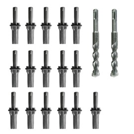 16 Pack Rock Splitting Wedges (5/8 Inch) with 2 Rotary Hammer Drill Bits - Heavy Duty Stone Splitter Kit, Rock Hounding Equipment & Rockhounding Tools for Granite, Concrete