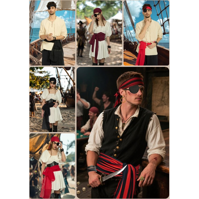 Verceco Men Pirate Costume Accessories Set for Women Bandana Headband
