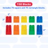 PREXTEX 150-Piece Building Blocks Set for Kids - 5-Color Building