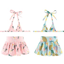 CuteBone Dog Bikini Dress 2 Pack, Stylish Swimsuit Costume for Small Dogs, Comfortable & Adjustable Puppy Bathing Suit, Soft Outfit Pet Apparel for Beach, Pool and Summer Fun 2DB21L