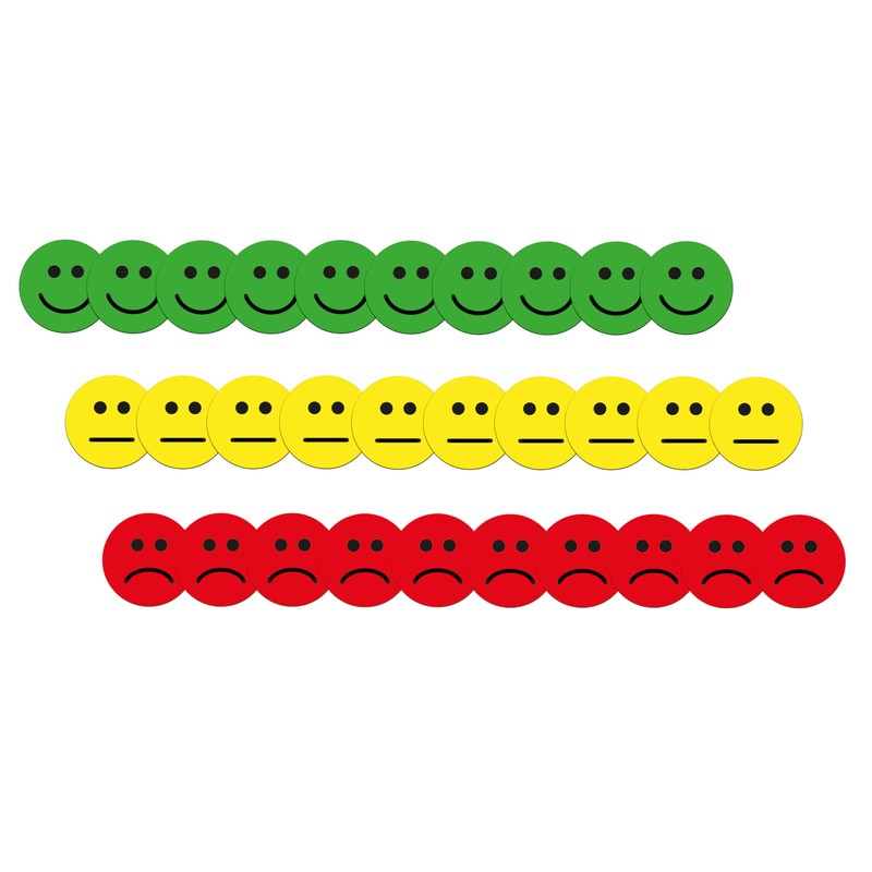 30 feedback magnets (10 green smiling / 10 yellow neutral