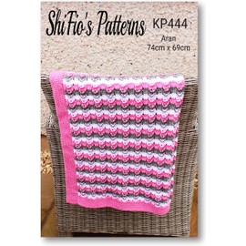 Knitting Pattern for Babies Blanket, Baby Afghan Knitting Pattern, Aran Yarn Knitting Pattern, 3 Colour Blanket Knitting Pattern, Finished Measurements are 74cm X 69cm, KP444