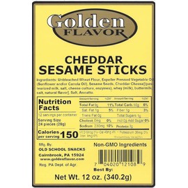 Golden Flavor - Cheddar Sesame Sticks - 12 oz bags (Cheddar, 5 Pack)
