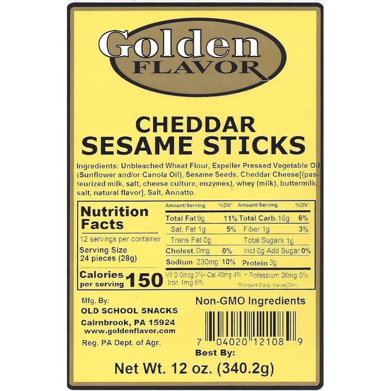 Golden Flavor - Cheddar Sesame Sticks - 12 oz bags