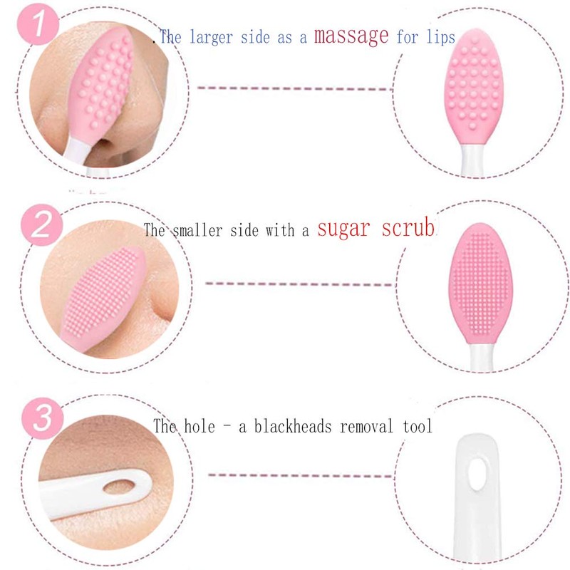 3 Pcs Facial Cleansing Brush,Lip Scrub Brush,Silicone Face Mask Brush