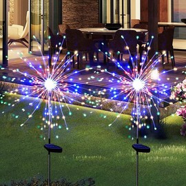 NICLY 2Pcs Luces Solar de Jardín con 120 LEDs, Luces Decorativas de Fuegos Artificiales con 2 Modos de Iluminación, Luz Solar Al Exterior IP65 Impermeable para Jardín Camino Césped Patio (Multicolor)