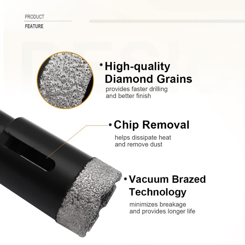 SHDIATOOL 6PCS Diamond Core Drill Bits Set for Porcelain Tile