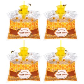 4 Pack Disposable Wasp Traps Outdoor Hanging Carpenter Bee Traps for Outside Yellow Jackets Trap Hornet Trap Wasp Catcher Bug Flies Garden