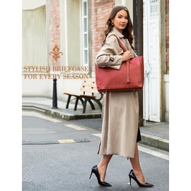 Red Computer Tote for Women - 15.6 Inch Laptop Work Bag