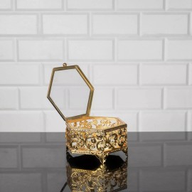 Hakan Metal Treasure Chest Box, Antique-Lookin - Silver, Small