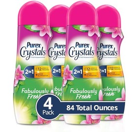 Purex Crystals In-Wash Fragrance and Scent Booster, Fabulously Fresh, 21 Ounce, Pack of 4, 84 Total Ounces