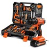 COMOWARE Household Tool Set with 20V Cordless Drill Driver, 120Pcs