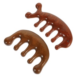 Baluue Natural Green Sandalwood Comb Set 2pcs Wide Tooth Scalp Massage Comb for Women Effective Neck and Scalp Massager for Curly Hair