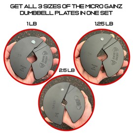 Micro Gainz 6 Piece Set of 1LB, 1.25LB, & 2.5LB Dumbbell Fractional Weight Plates (2 of each size plate), Designed for Dumbbell Training, Made In USA