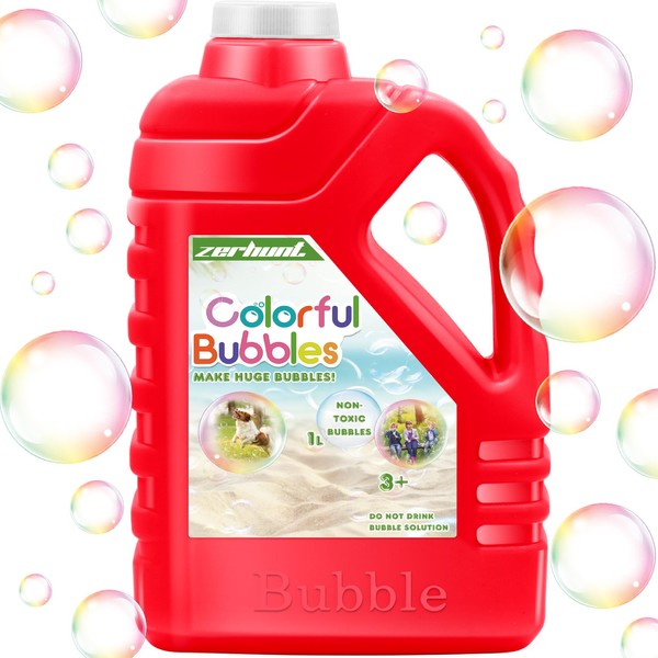 Zerhunt Bubbles for Kids Toddlers 1-3: 33.8OZ Bubble Concentrate Solution for Bubble Machine| Bubble Solution Refill for Giant Bubble Wand, Bubble Gun Blower, Birthday Party Favors Wedding(Red)
