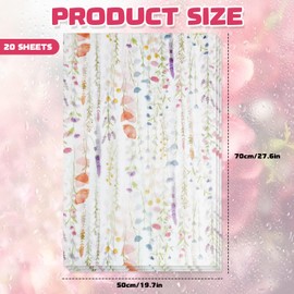 20 Sheets Flowers Tissue Paper 50 * 70cm Lavender Floral Printed Wrap Tissue Paper Wildflower Tissue Paper for Wrapping Gifts Art Paper Sheets for DIY Wedding Birthday Party Crafts Decoration