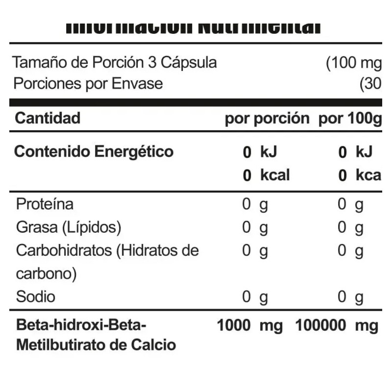 Suplemento HMB Meta Nutrition 90 Capsulas 30 Srvicios Sin sabor