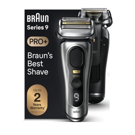 Braun Series 9 PRO+ Afeitadora eléctrica para hombre, con 5 elementos de afeitado Pro y recortadora de cabello largo de precisión ProTrimmer, soporte de carga, maquinilla de afeitar eléctrica húmeda y