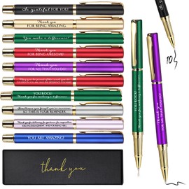 PerKoop 10 Pcs Thank You Gifts Inspirational Ballpoint Pens with Gift Boxes Bulk Appreciation Party Favors Christmas Gifts for Employee Coworker Team Clergy Friends Office Supplies(Colorful,Mixed)